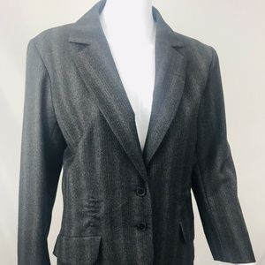 Lida Baday Designer Blazer Luxury Jacket 14 Stripe Gray Dark Academia University